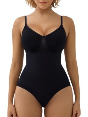 Women’s Black Sculpting Brief Bodysuit Shapewear Tummy Control Size S/M
